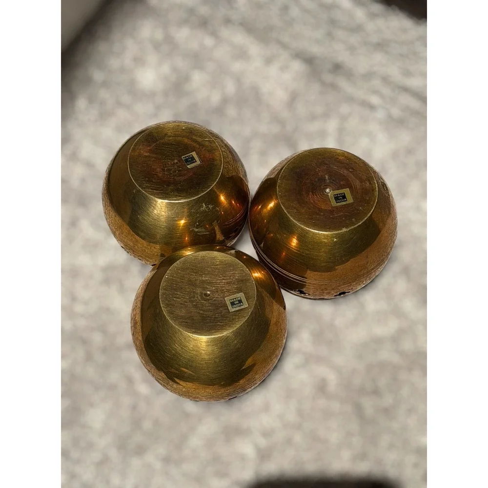 Vintage Brass Cut Out Candle‎ Holders Set of 3 Boho India Hollywood Regency